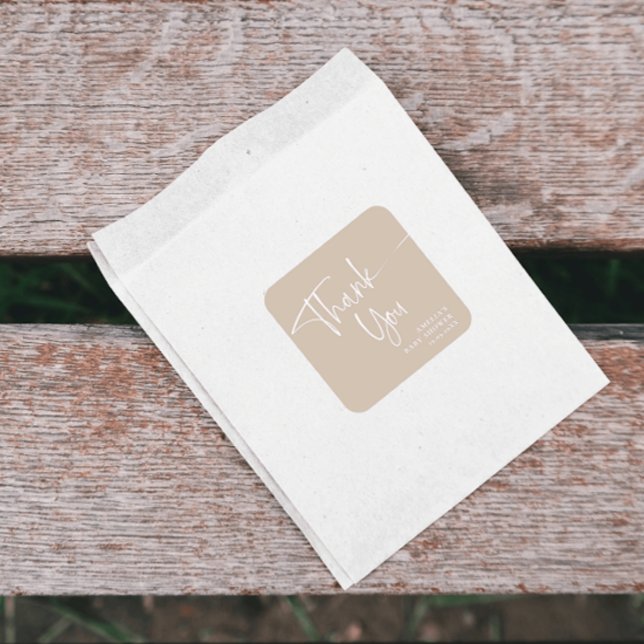 Elegantes Script Modernes Minimalistisch Danke Squ Quadratischer Aufkleber (Von Creator hochgeladen)