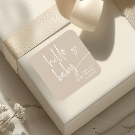 Elegantes Script Modernes Minimalistisch Hello Bab Quadratischer Aufkleber