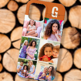 Elegantes Script Monogram 6 Foto Golden Brown Case-Mate iPhone Hülle