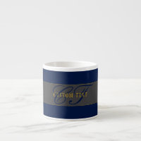 Elegantes Script Monogram Dark Navy Blue Gray & Go