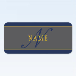Elegantes Script Monogram Dark Navy Blue Gray & Go Etiketten
