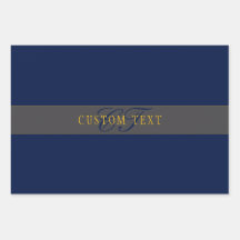 Elegantes Script Monogram Dark Navy Blue Gray & Go