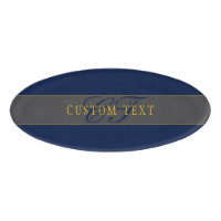 Elegantes Script Monogram Dark Navy Blue Gray & Go