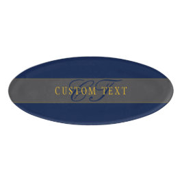 Elegantes Script Monogram Dark Navy Blue Gray & Go Namenschild