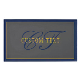 Elegantes Script Monogram Dark Navy Blue Gray & Go Namenschild