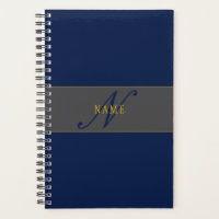 Elegantes Script Monogram Dark Navy Blue Gray & Go