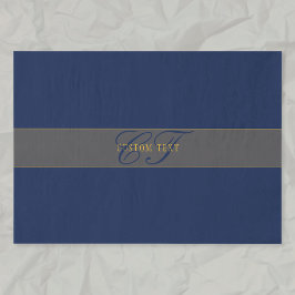 Elegantes Script Monogram Dark Navy Blue Gray & Go Seidenpapier