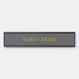 Elegantes Script Monogram Dark Navy Blue Gray & Go Türschild