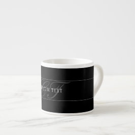Elegantes Script Monogram Editable Black Gray Whit Espressotasse