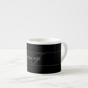 Elegantes Script Monogram Editable Black Gray Whit Espressotasse