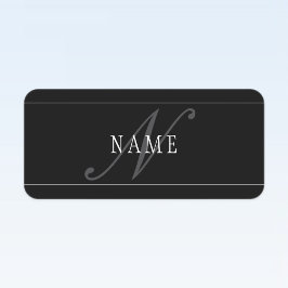 Elegantes Script Monogram Editable Black Gray Whit Etiketten