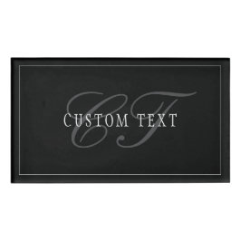 Elegantes Script Monogram Editable Black Gray Whit Namenschild