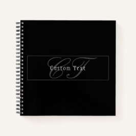Elegantes Script Monogram Editable Black Gray Whit Notizbuch