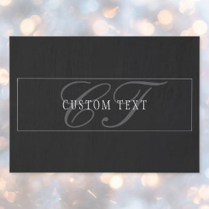 Elegantes Script Monogram Editable Black Gray Whit Seidenpapier