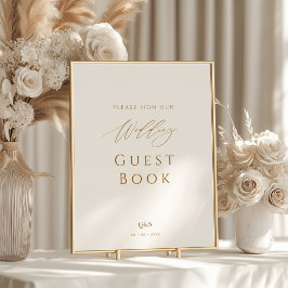 Elegantes Script Monogram Guest Book Wedding Sign Poster