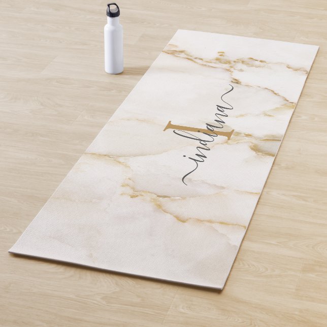 Elegantes Script Monogram Marble Muster Yogamatte (Beispiel)