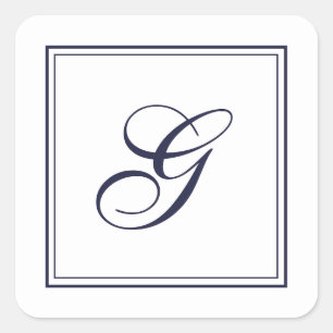 Elegantes Script Monogram mit Border Square Sticke Quadratischer Aufkleber