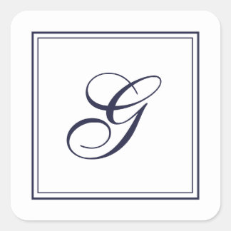 Elegantes Script Monogram mit Border Square Sticke Quadratischer Aufkleber
