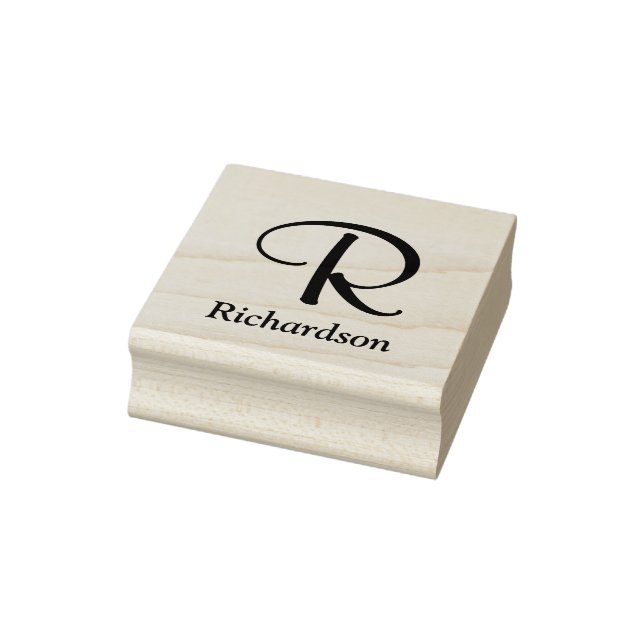 Elegantes Script Monogram mit Name Gummistempel (Stempel)