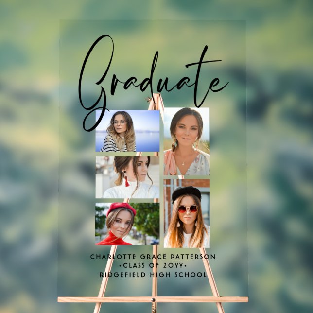 Elegantes Script Multi Foto Abschluss Graduate Acrylschild (Neutral)