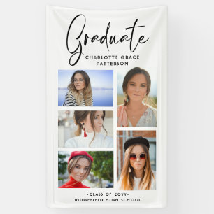 Elegantes Script Multi Foto Abschluss Graduate Banner