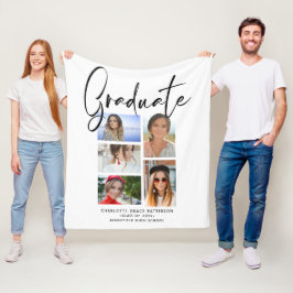Elegantes Script Multi Foto Abschluss Graduate Fleecedecke