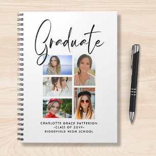 Elegantes Script Multi Foto Abschluss Graduate Notizbuch