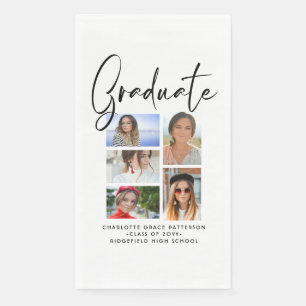 Elegantes Script Multi Foto Abschluss Graduate Serviette