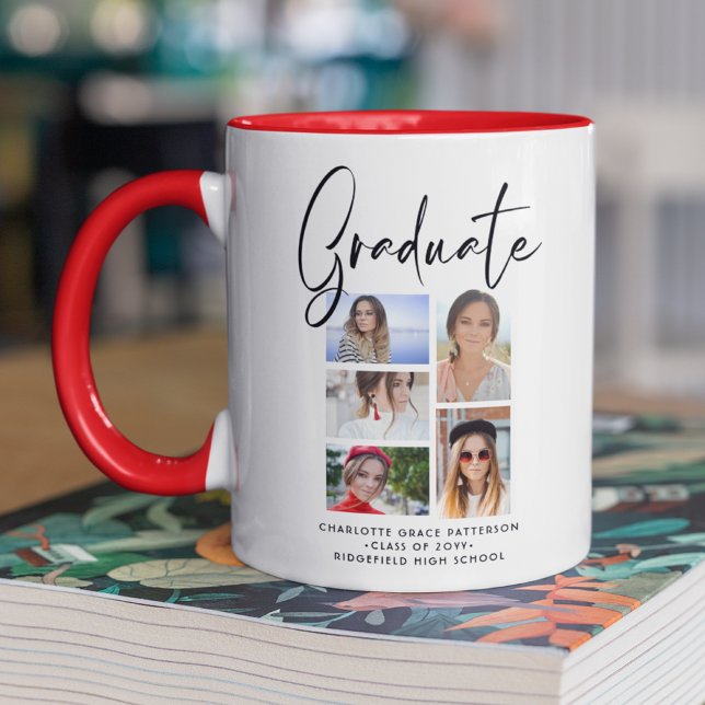 Elegantes Script Multi Foto Abschluss Graduate Tasse (Von Creator hochgeladen)
