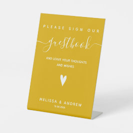 Elegantes Script - Mustard Wedding Gästebuch Signi Sockelschild