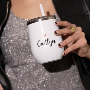 Elegantes Script Name & Rose Goldenes Herz