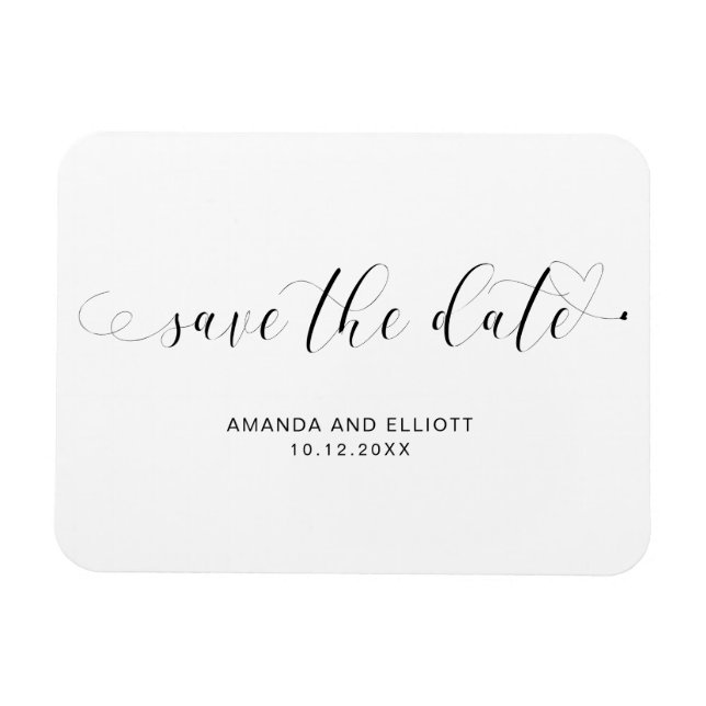 Elegantes Script Niedlich Heart Wedding Save the D Magnet (Horizontal)