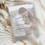 Elegantes Script Overlay-Foto Hochzeit Save The Date<br><div class="desc">Eine einfache und schicke Hochzeit des Fotos speichert die Dattelkarte mit eleganten Schrift-Kalligrafiedetails und klassischem Texteüberlagerungen auf einem vertikalen Porträt auf der Vorderseite. Der Rücken hat ein volles Foto. Klicken Sie auf die Schaltfläche Bearbeiten,  um dieses Design anzupassen.</div>