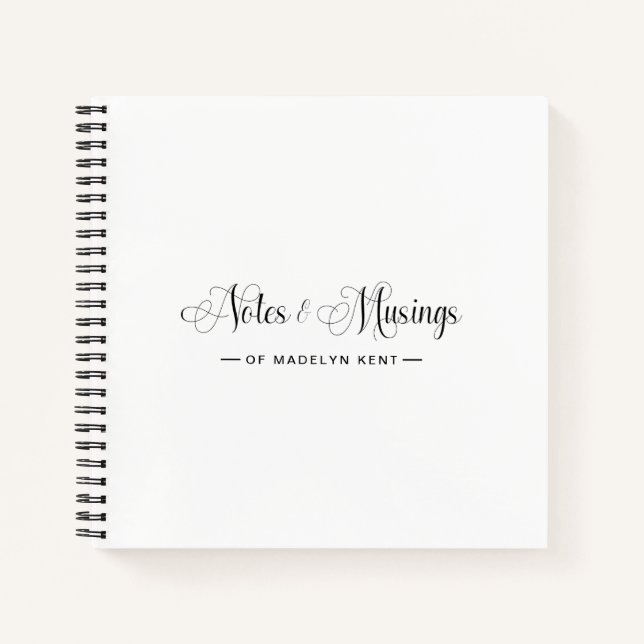 Elegantes Script Personalisiert Notes & Musings Notizbuch (Vorderseite)