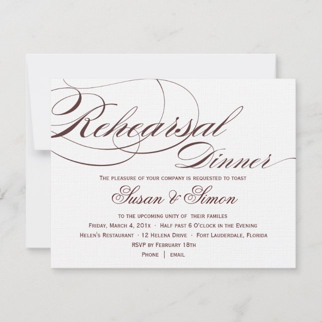 Elegantes Script Probe Dinner Einladung 4F1819 (Vorderseite)