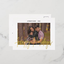 Elegantes Script Real Foil Foto Folie Einladungspostkarte