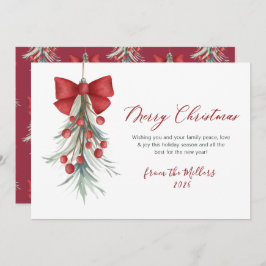 Elegantes Script Red Berries Grün Weihnachten