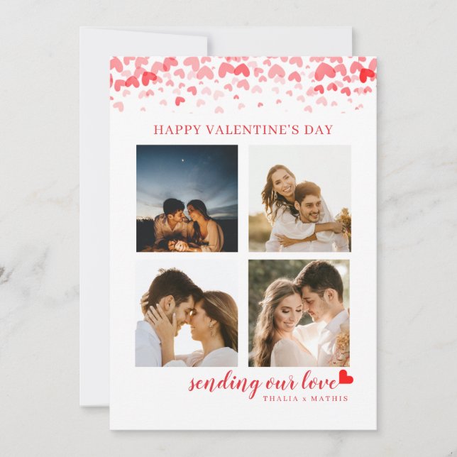 Elegantes Script Red Heart Valentine's Card Foto Einladung (Vorderseite)