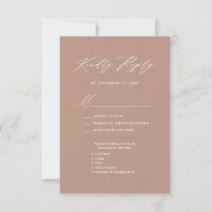 Elegantes Script Rosa Minimalistische Hochzeit RSV RSVP Karte
