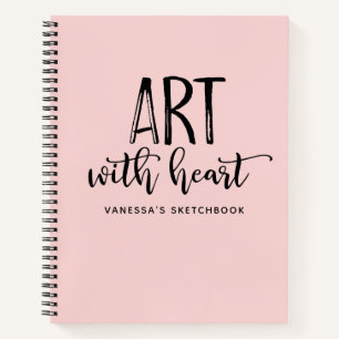 Elegantes Script Rosa Monogram Artist Sketchbook Notizbuch