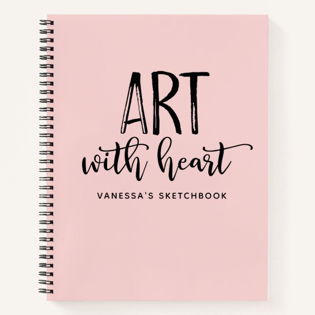 Elegantes Script Rosa Monogram Artist Sketchbook Notizbuch (Vorderseite)