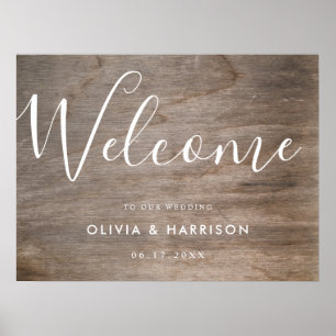 Elegantes Script Rustic Wedding Welcome Sign Poster