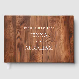 Elegantes Script Rustic Wood Wedding Gästebuch