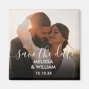Elegantes Script Save The Date Foto Magnet