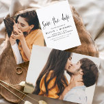 Elegantes Script Save the Date Foto Minimalistisch<br><div class="desc">Hochzeit Speichern Sie die Datumskarten,  die ein Foto auf der Vorder- und Rückseite haben. Die Save the Date-Karten enthalten eine moderne,  handgeschriebene,  kursive Schriftzeichen-Typografie,  die elegant,  einfach und modern nach dem Hochzeitstag zu verwenden sind.</div>