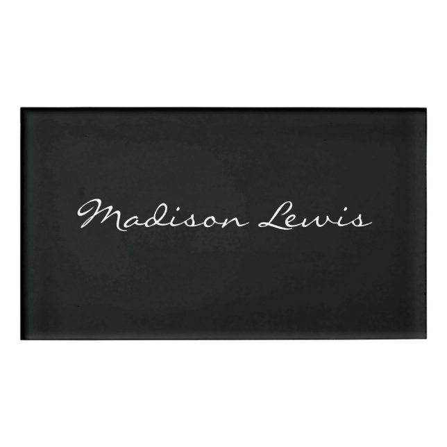 Elegantes Script Schlicht Black Name Calligraphy Namenschild (Vorderseite)