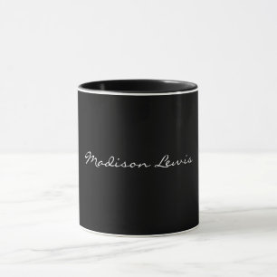 Elegantes Script Schlicht Black Name Calligraphy Tasse
