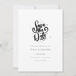 Elegantes Script, Schwarz und Weiß Save the Date