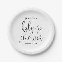 Elegantes Script Schwarz-Weiß-Baby-Dusche