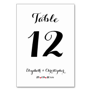 Elegantes Script Schwarz-weiß Wedding Brautparty Tischnummer